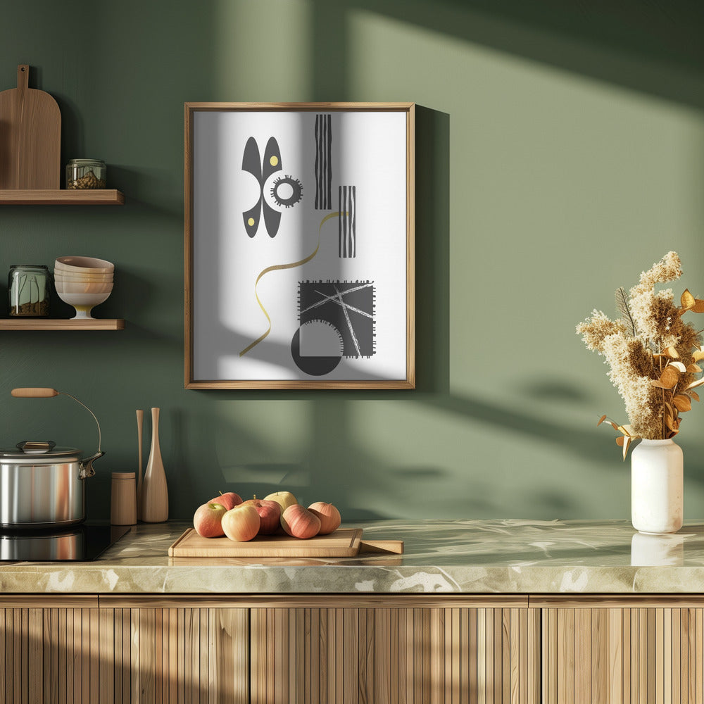 Black & White Abstract No. 3 | gold Poster